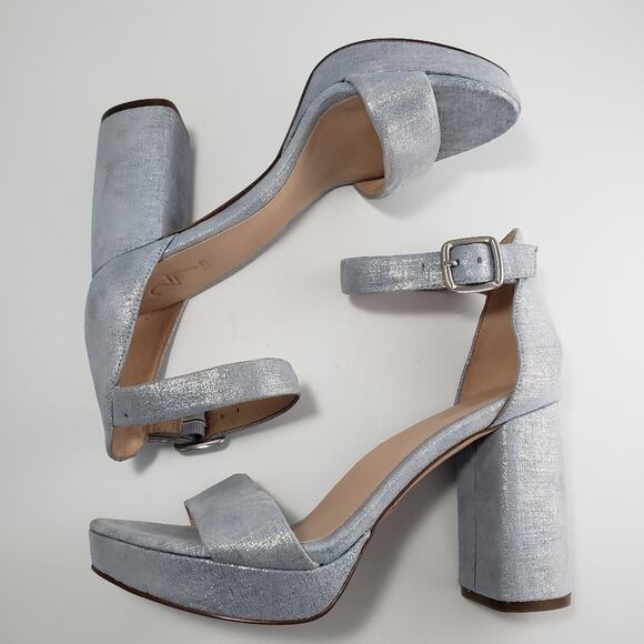 27 Edit Naturalizer Briar Blue Metallic Suede Block Heels - Picture 2 of 9
